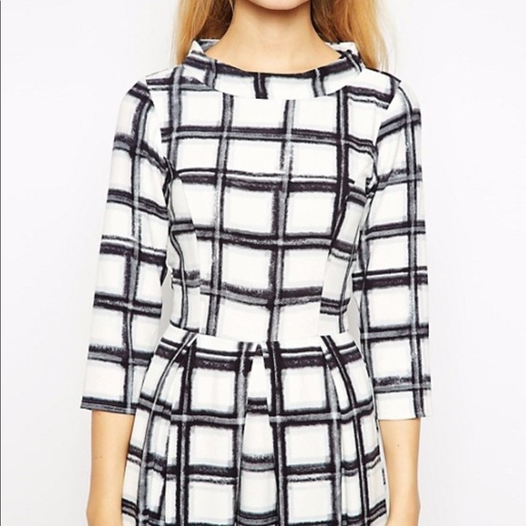 ASOS midi dress in check b/w - Picture 2 of 5